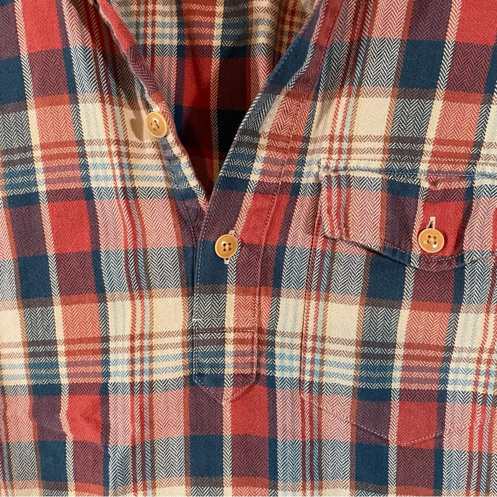 J.Crew Red Blue Plaid Flannel Quarter Button Long Sleeve Shirt Country - Picture 3 of 8
